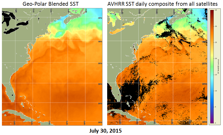 Geo-Polar and AVHRR SST spatial comparison